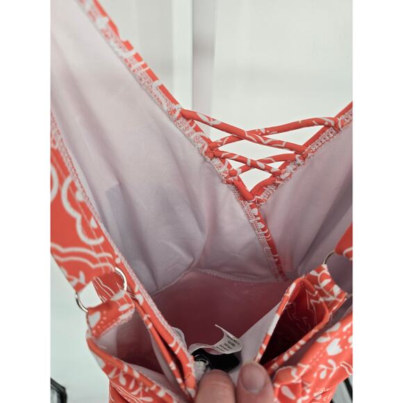 Bloomchic Womens Sz 14/16 One Piece Swimsuit Swim Dress Pink Bandana Print - Picture 6 of 6